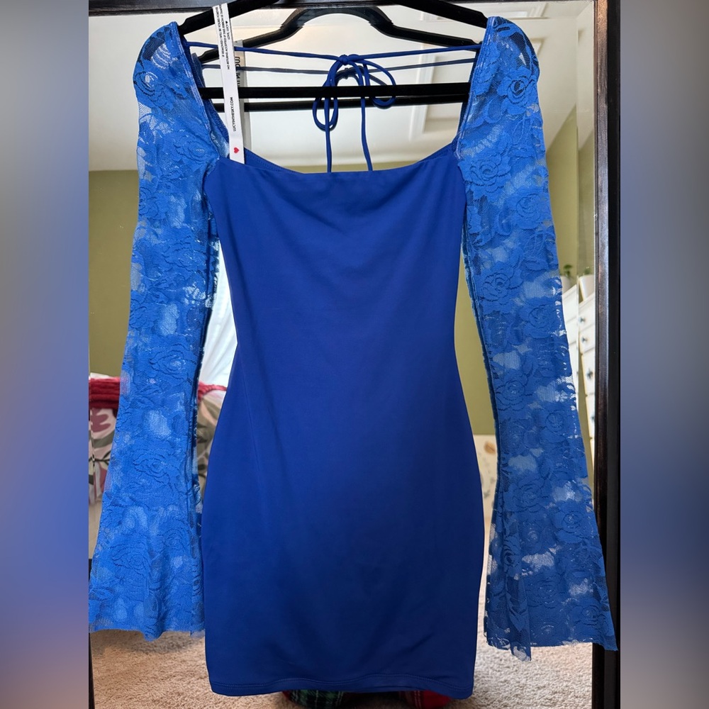 Lucy in the Sky Royal Blue Lace Long Sleeve Dress